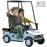 sopbost 2 Seater Ride On Car with Remote Control 2WD 12V Electric Mini Golf Cart for Kids Boys Girls Age 3-5, Bluetooth, Plastic Roof, Rear Storage Box - White