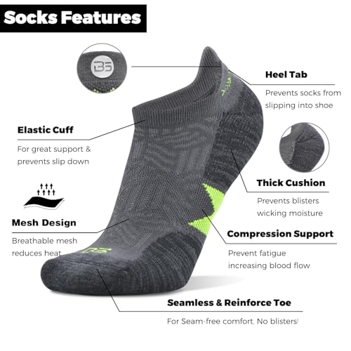 Image of Busy Socks Men's Athletic Ankle Coolmax Running Socks Women's Cushioned Anti Blister Moisture Wicking Low Cut Socks 3 Pack