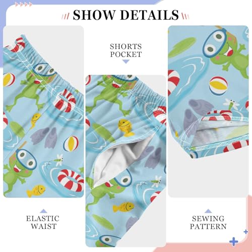 ZZXXB Lovely Frog Diving Boys Long Pants Soft Trousers Elastic Waist Kids Lounge Bottoms with Pockets S-XL4