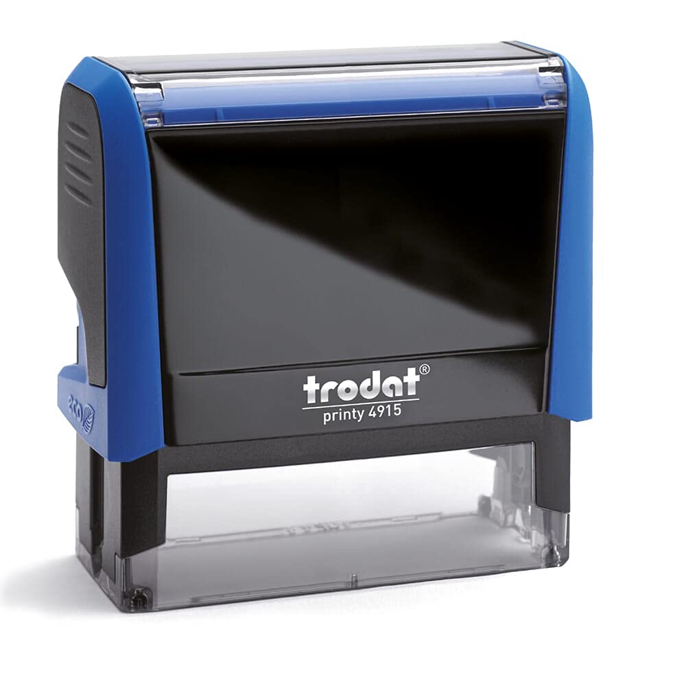 Trodat Blue Printy 4915 Personalised Stamp - Ideal For Creating Business, Office And Teacher Stamps Impressions - Size 68 X 23 Mm - Up To 6 Lines Of Custom Text (Blue)