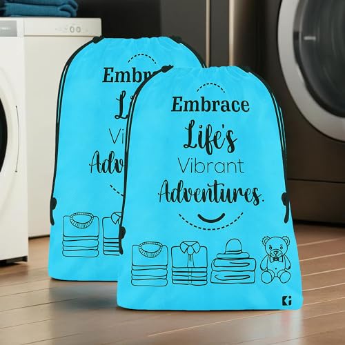 Image of Kuber Industries Pack of 2 Cloth Storage Bag | Non-Woven Storage Organizer | Travel Pouches | Cloth Carrying Bag | Garments Cover for Laundry | Storage Organizer Bag for Clothing | Large | Sky Blue