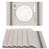 Lucas Forest Vinyl Placemat Set of 6, Dining Dish Mat Desk Dresser Protector Heat Resistant Wipeable Square Plastic Kitchen Patio Pad 12x18 Inch (Gray)