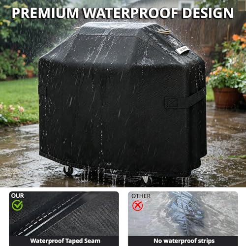 Ultimate Durable 55 Inch Grill Cover for Outdoor Grill,Heavy Duty Waterproof Rip-Proof BBQ Cover,Fade Resistant Gas Grill Cover with Straps,3-4 Burner Barbecue Cover for Weber Char-Broil Nexgrill,etc - Thumbnail 5