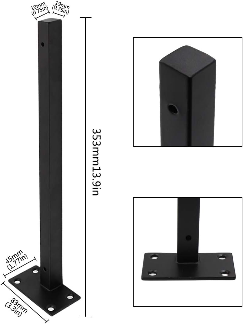 Luomorgo 4 Pcs 14" Floating Shelf Bracket Stainless Steel Heavy Duty Black Shelf Brackets Blind Shelf Supports Hidden Brackets for Floating Wood Shelves - Screws and Wall Plugs Included