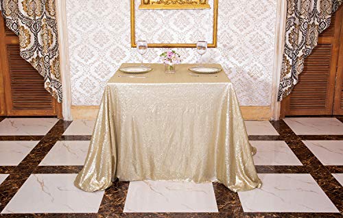 Partydelight 50"X50" Square Matte Gold Sequin Tablecloth For Wedding, Party, Christmas Decorations #TOP2