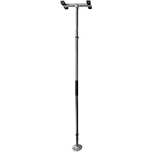 Signature Life Sure Stand Pole, Elderly Tension Mounted Floor to Ceiling Transfer-Pole, Bathroom Safety Grab Bar and Stability Rail with Adjustable Curved Hand Grips and Padded Handle, Graphite