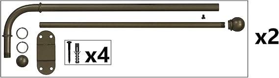 Urbanest Set of 2 Swing Arm Rods, 3/4-inch Diameter, 14-inch to 24-inch, Antique Gold