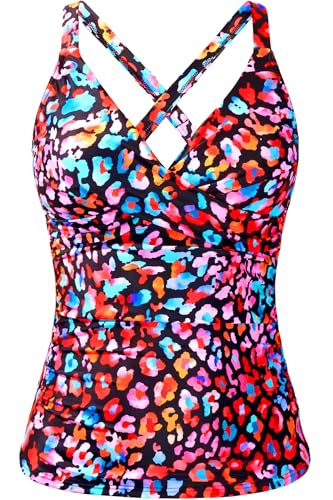 Image of Women Underwire Tankini Top Only - Twist Front V Neck Bathing Suit Swim Top Tummy Control Cross Swimsuit 2026