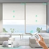 HeyBlinds Motorized Blinds with Remote, 100% Blackout Smart Blinds, Compatible with Alexa Google and Homekit (Light Chaser-Cream BO)