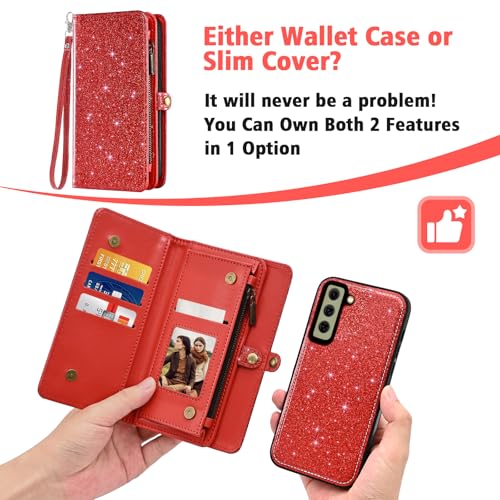 Housse portefeuille Samsung S21 FE 5G rouge idéale pour vos sorties