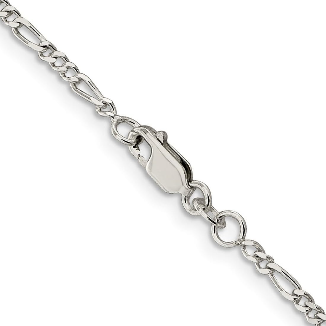 JewelryWeb 925 Sterling Silver Solid Polished 2.25mm Figaro Chain Bracelet Lobster Claw Link Bracelet for Women and Men
