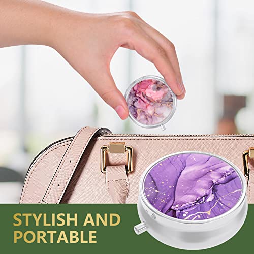 Image of 3 Pack Pill Box, Small Pill Case for Purse & Pocket, Cute Travel Medicine Organizer, Portable Medicine Container Holder to Hold Vitamins, Medication, Fish Oil & Supplement, Light Luxury Marble