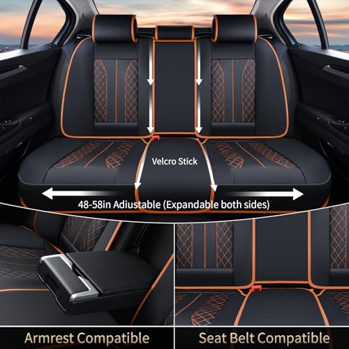 Image of FLORICH Car Seat Covers Full Set Leather Automotive Seat Cover Waterproof 5 Seats Car Seat Protectors Luxury Front and Back Seat Cushions Universal Fit for Most Cars SUV Trucks, Brown&Black