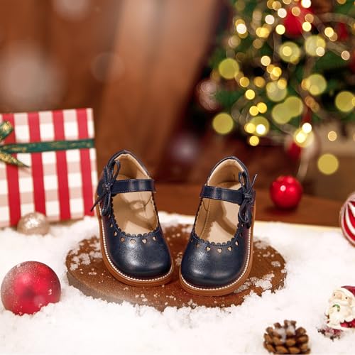 Image of GINFIVE Toddler Girls Dress Shoes Little Kids Flats School Mary Janes Shoes