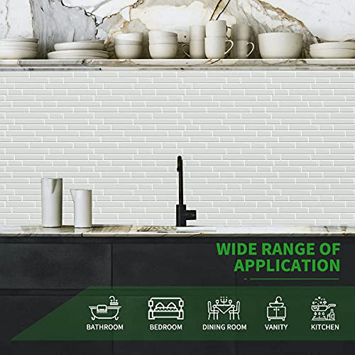 Longking 10-Sheet Self-Adhesive Peel And Stick Backsplash For Kitchen, Vinyl Decorative Tiles (White) #TOP2