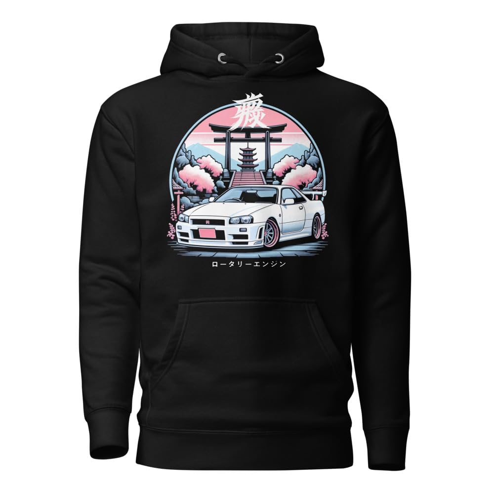 Japońska Aesthetic R34 Skyline GTR bluza z kapturem dla fanów JDM 90s Car Culture GT-R sweter