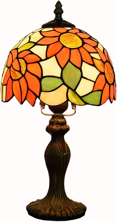 Amazon Co Jp ティファニースタイル フロアランプ ステンドグラス ひまわり 花のデザイン 合金ベース 8インチ 寝室 リビングルーム ランプシェード 装飾ランプ 寝室 ベッドサイドランプ ホーム キッチン