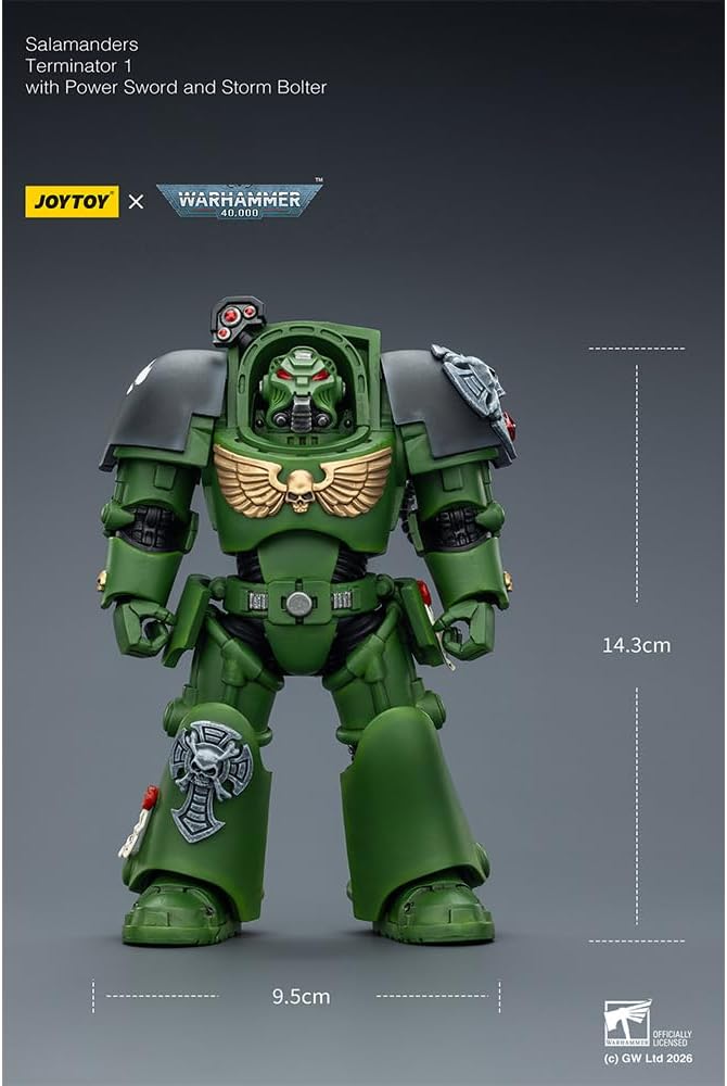 JOYTOY Warhammer 40K 1/18 Action Figure Salamanders Terminator 1 with Power Sword and Storm Bolter 5.6in Model Collector's Gift