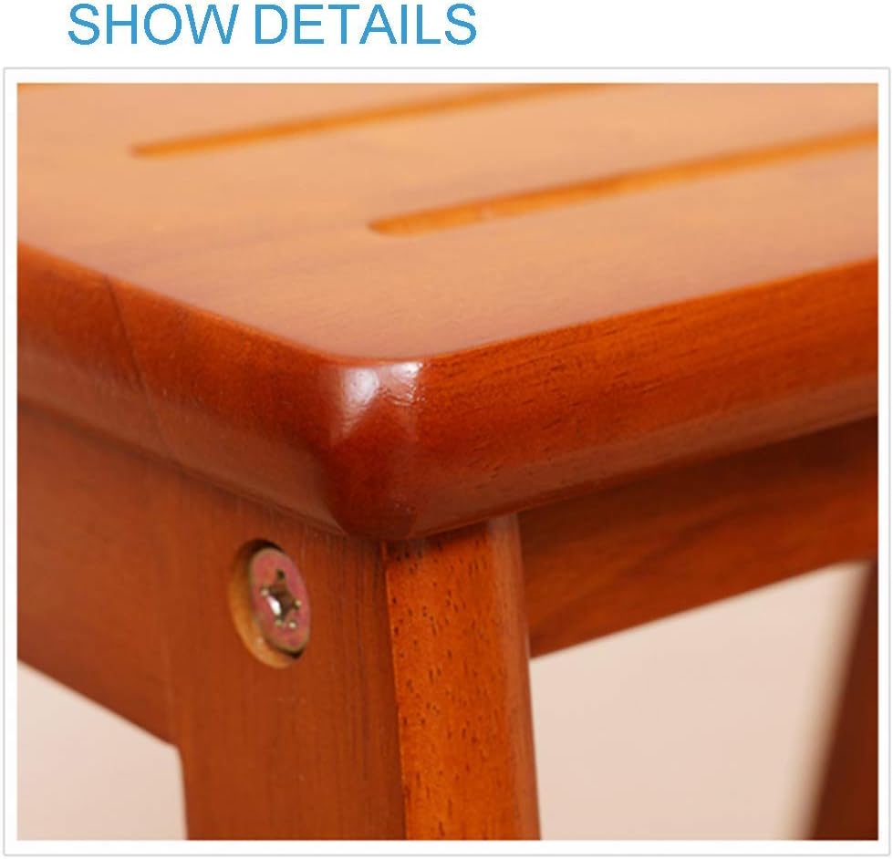 CHEWYNP Easy and Convenient Folding Step Stool,Oak Wood Folding Chair Stepladder Stairway Chair with 2 Steps for Home Fold up Library/Kitchen/Office Steps Portable,Step Stool with Handle,B