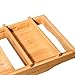 LANGRIA Bamboo Wood Bathtub Caddy Tray with Extending Sides Mug/Wineglass/Smartphone Holder, Metal Frame Book/Pad/Tablet Holder with Waterproof Cloth Detachable Sliding Tray Non-Slip Rubber Base