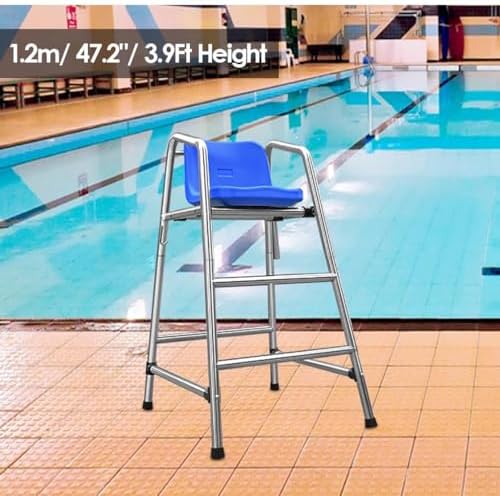 Pool Ladders Lifesaving Chair，Tall Pool Deck Lifeguard Chairs, 47in 59in 71in High Life Guard Chair for Outdoor Water Park Poolside Patio Beach Lake, Heavy Duty Stainless Steel Frame Elevate
