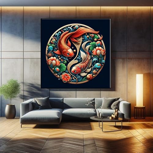 Art zen contre le stress : tableau carpes koï pour mur de bureau - 4