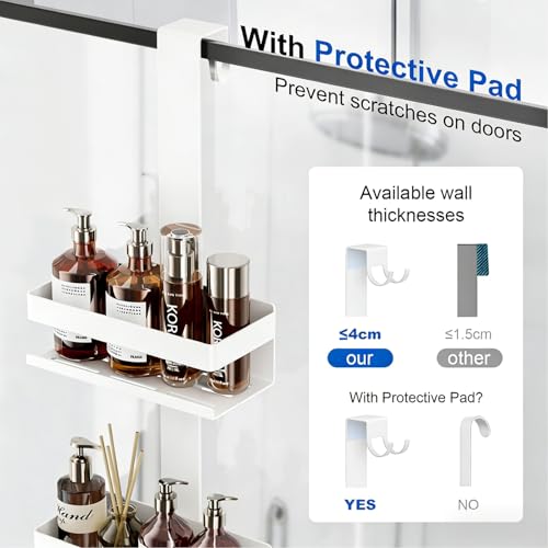 Laimew Duschablage ohne Bohren Badezimmer Organizer, Badregal Duschregal ohne Bohren, Duschablage zum Hängen für Glasduschtüren, Duschregal zum Hängen Shampoo Halterung für Dusche,Badezimmer Regal