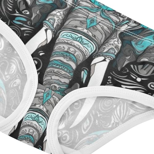 Majestic Elephant Tribal Floral Black Girls Underwear Toddlers 2t Cotton Girl Panties Cute Flower Undies Kids Briefs4