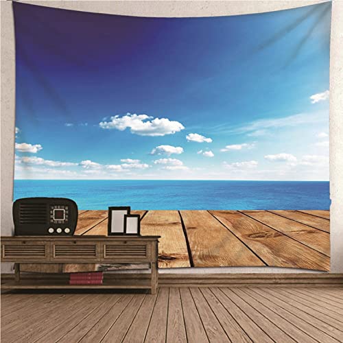 Tapisserie indienne murale Isdreem grand format bleu ciel océanique pour tissu déco