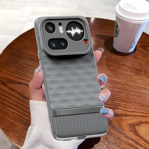 Image of Pikkme Back Cover for Nothing Phone 4a Pro 5G Camera Protection 3D Hexa Cube Design Silicone Protective Bumper Case (Grey)