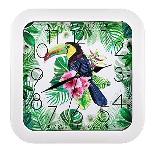 Pendule murale silencieuse moderne fleur d'oiseau horloge décorative 26cm