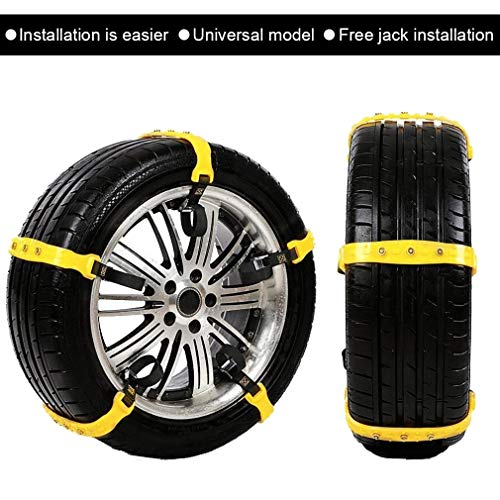 Car Snow Chains Snow Tire Chains for Anti-Slip Car Chains Car Emergency Chains All Season Anti-Skid Snow Cables Car SUV Tire Cables (Yellow, for Tire Width: 185-295mm/7-11\'\') - Thumbnail 5