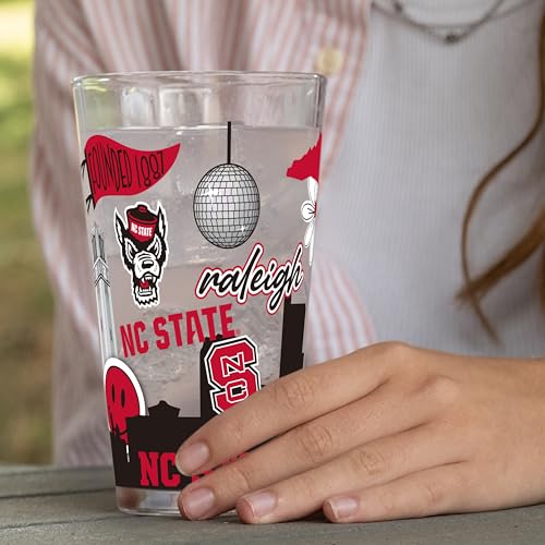 Image of Logo Brands NCAA 16 oz Pint Glass - Durable Glass With Bold Team Color- Chip-Resistant Rim Drinkware For Fans, Tailgates, Home Bars & Everyday Use