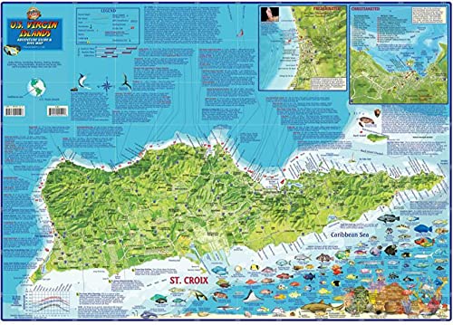 Franko Maps USVI Map Laminated Poster, United States Virgin Islands, 18.5 x 26 inches, Full Color