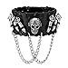 Jovivi Punk Pu Leather Skull Design Bracelet Wristband Adjustable Size 7 to 8 Inches Include a Gift Pouch