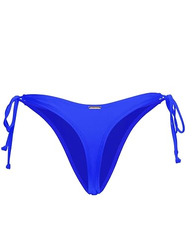 RELLECIGA Women's Thong Bikini Bottom | T Back,Low Waisted,High Leg,Adjustable Tie Side,Full Lining,Minimal Coverage Swim Bottoms for Beach,Vacation,Pool - Small - Royal Blue
