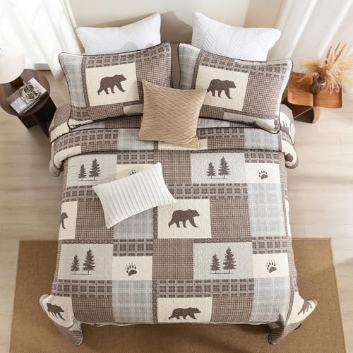 Image of Cabin Plaid Quilt King Size - 100% Cotton Western Bedding Set