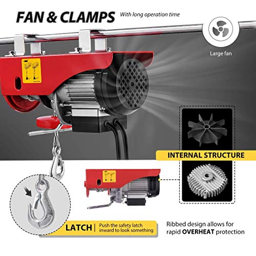 AC-DK 880 Lbs Lift Electric Cable Hoist with Crane Remote Control Power System, 110V Overhead Crane Garage Ceiling Pulley Winch, Hoist with Emergency Stop Control and Towing Strap Sling - Thumbnail 3
