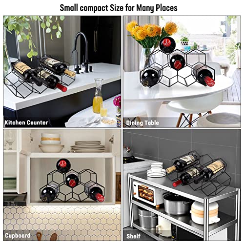 Countertop Wine Rack Freestanding, Small Wine Holder Stand Metal Wine Rack Honeycomb, Black 9 Wine Bottle Holder Organizer For Water Bottle, Tabletop Wine Storage Holder Rack For Home Kitchen Bar #TOP3