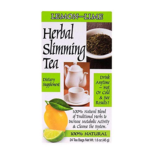21st Century Herbal Slimming Tea Lemon-Lime | Caffeine-Free Senna Herbal Blend for Digestive Cleanse Metabolism & Weight Management | 24 Tea Bags
