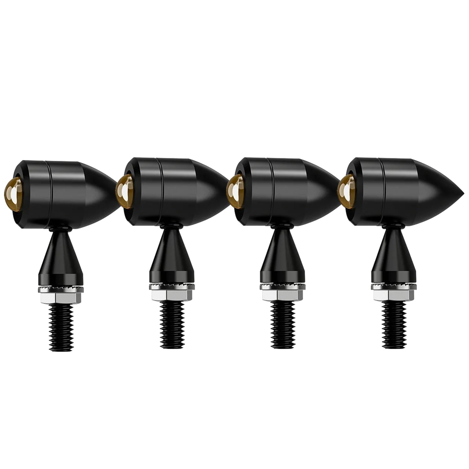 Mini Jet Bullet LED Turn Signal Lights for Motorcycle – Universal Metal Bike Indicators, Compact Front & Rear Amber Blinkers, Waterproof & Energy Efficient (Set of 4 Pcs)
