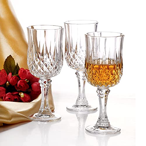 Image of Crystal Wine Glasses 230ml, Set of 4 Long Wine, Burgundy Clear Glasses with Stem for Wedding Anniversary, Birthday, Gift (RKT-09, Set of 4)