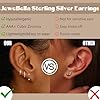 JeweBella 3 Pairs Sterling Silver Stud Hoop Earrings Set for Women 14K Gold Plated Earrings Stacks Dainty Small Stud Hoop Earrings Sets for Multiple Piercings #3