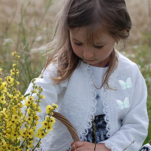 50 Pcs Butterfly Lace Trim Double Layers Organza Butterfly Lace Fabric Embroidery Sewing Lace For Sewing Craft Diy Clothes Dress Hair Ornaments Wedding Decor (Light Blue) #TOP4