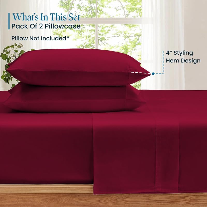 Luxury Microfiber 4-Piece Pillowcase Set – Ultra-Soft, Wrinkle-Resistant, Breathable Hotel Quality Comfort for Everyday Use – White, Super King (20x36) Inch