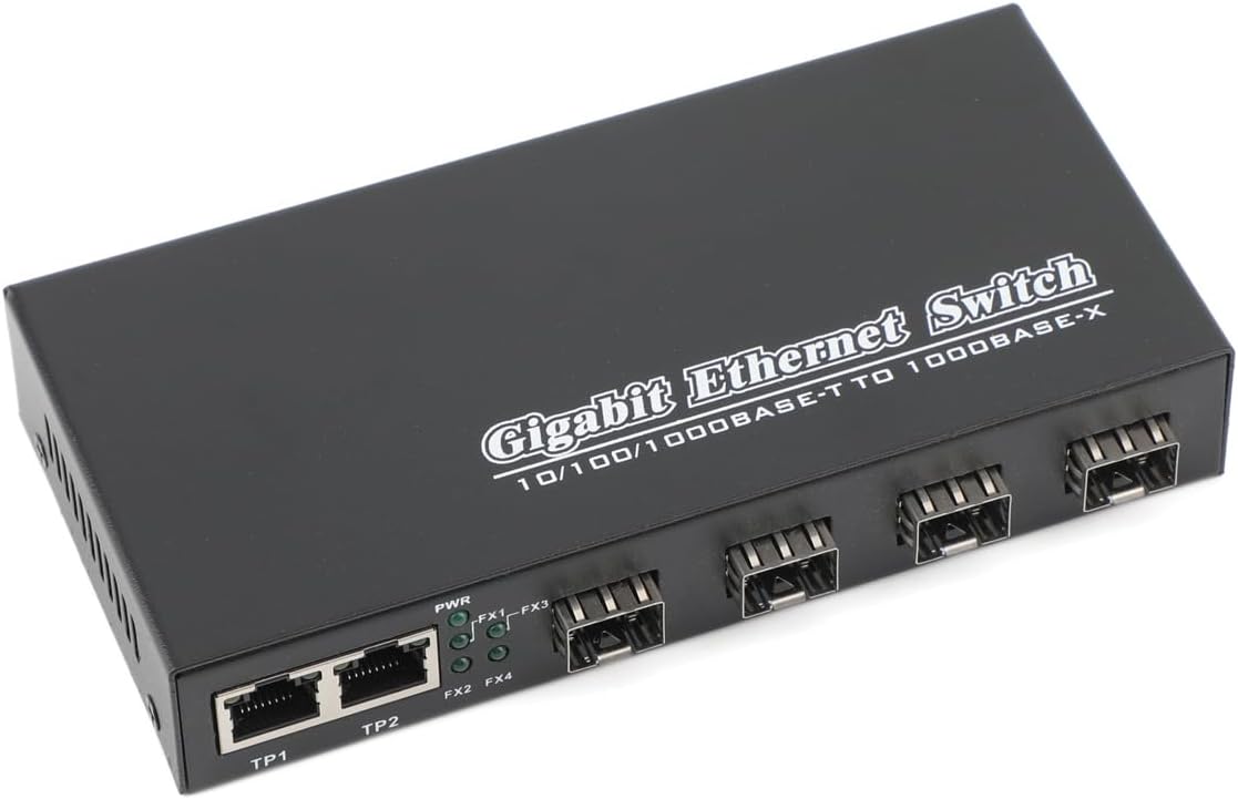 Gigabit Fiber Optic Switch SFP Media Converter 4 SFP to 3 RJ45 Transceiver 10/100/1000M