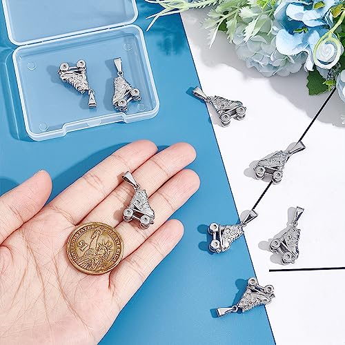 UNICRAFTALE about 8Pcs 19mm long Stainless Steel Roller Skate Pendants Hypoallergenic Dangle Charms Stereoscopic Skate Charms for Bracelets Necklace Jewelry Making - Image 4