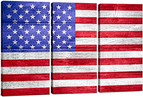 American Flag Canvas Wall Art Decor - 3 Piece Set