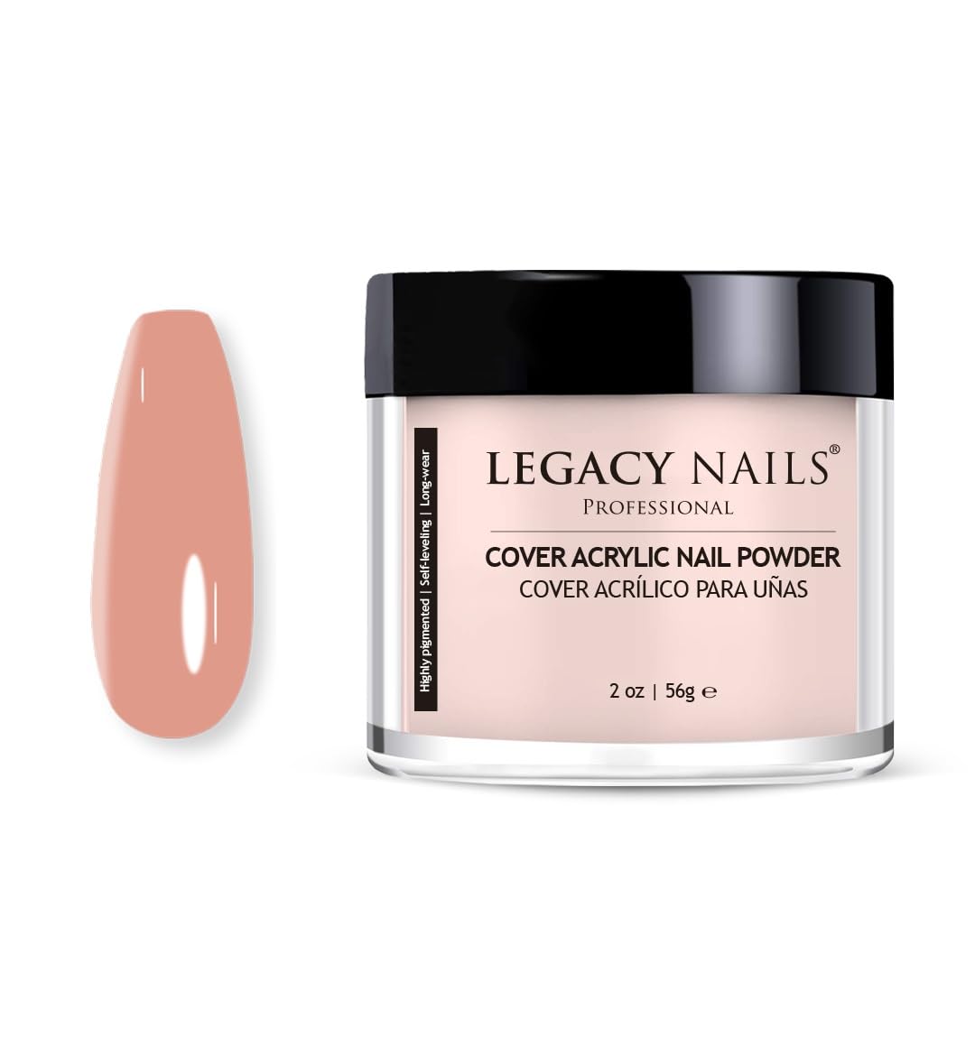 Legacy Nails Professional Cover PEACH Acrylic Powder, 2 ounces - Ideal For French Nail Art, Create Nail Art, Nail Extension That Provide a Healthy, Natural Look To Nails