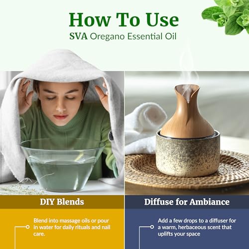 Image of SVA Oregano Essential Oil, Huge Bottle, Large Size, 16 Fl Oz (473 ml) | Oregano Oil for Oral Care, Diffuser, Humidifier, Body Massage, Home Fragrance, Soap Making, Candle Making & DIY Projects
